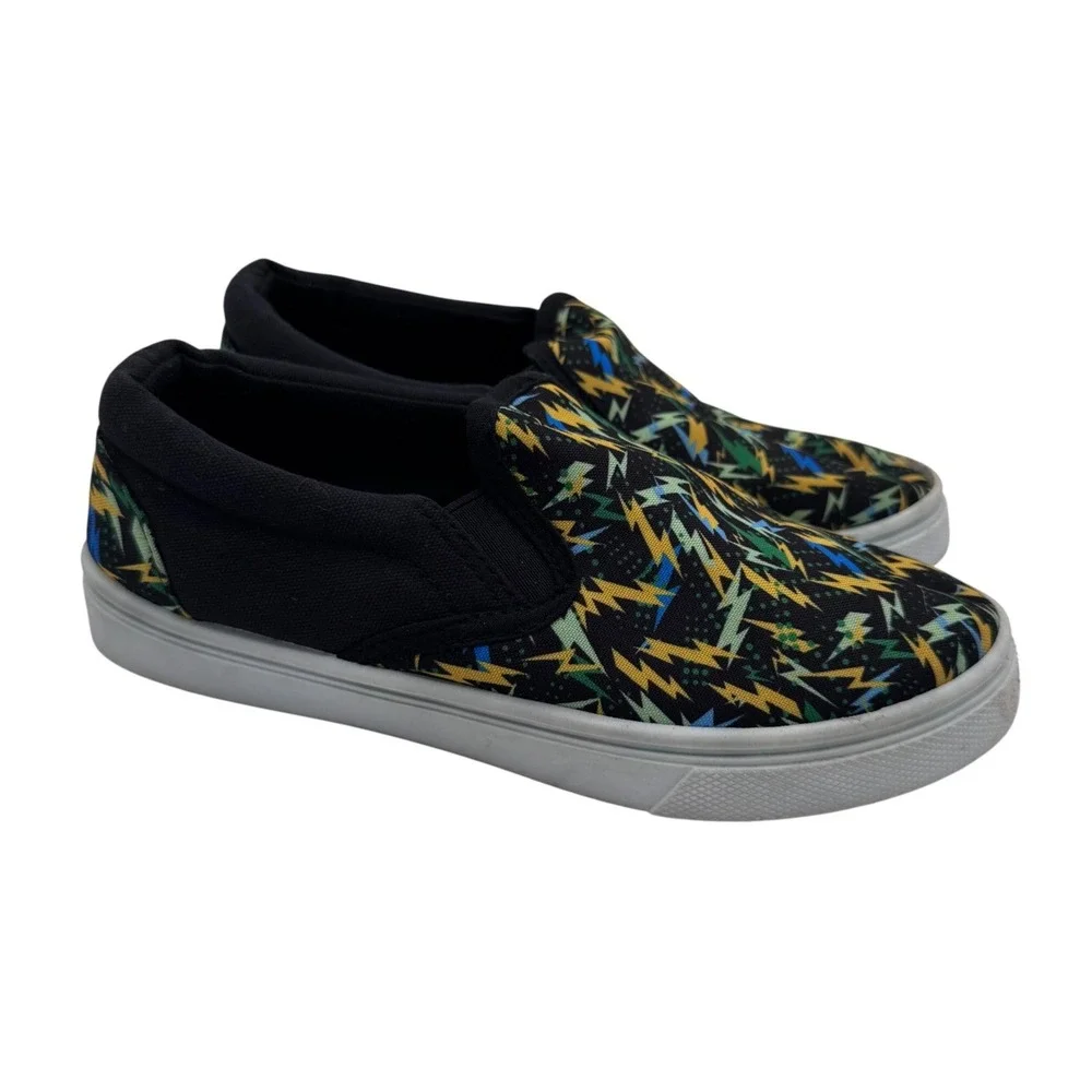 Blue 3‎ Multicolor Slip On Shoes Kids Lightning Bolt Print Sneakers
